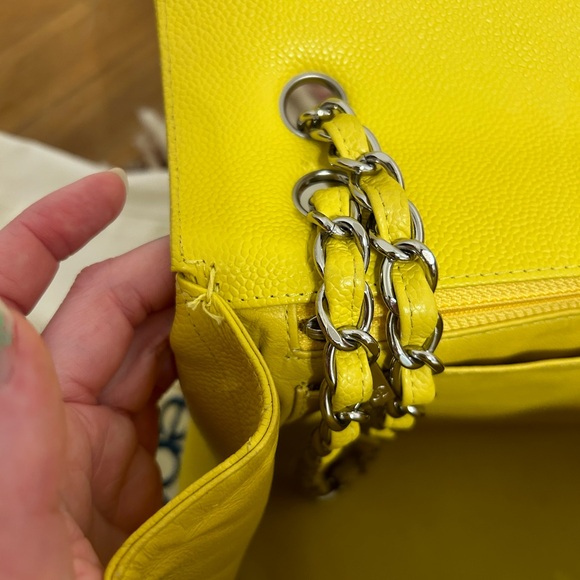 Chanel Jumbo flap caviar yellow silver hardware - Picture 8 of 10